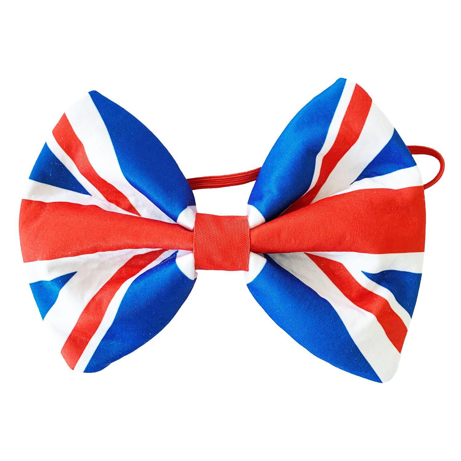UNION JACK SEQUIN BOW TIE QUEENS BIRTHDAY DECORATION,WORLD CUP,OLYMPICS 