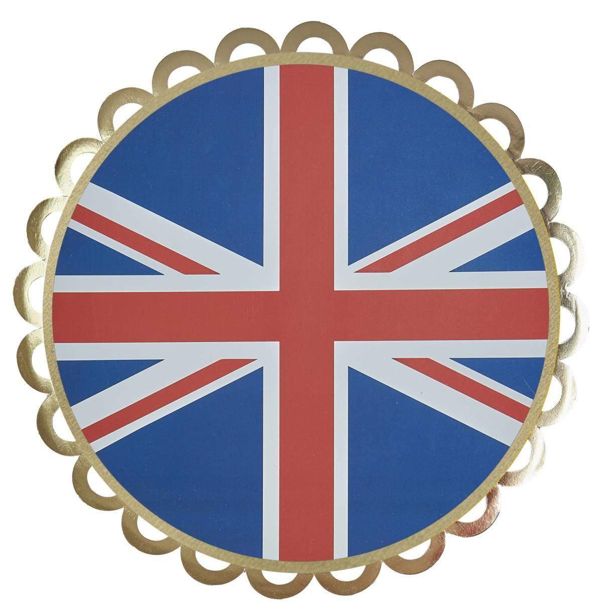 Deluxe Union Jack Party Plates with Gold Lattice Rim by Ginger Ray JBLE-100 available here at Karnival Costumes online party shop