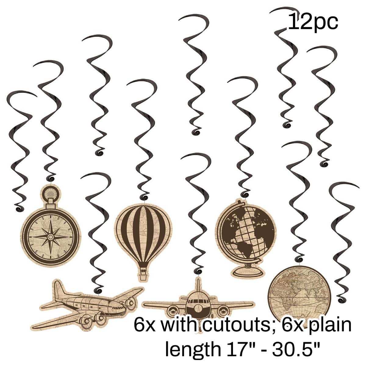 Pk12 Around the World Hanging Decorations 6 with cutouts and 6 plain by Beistle 59985 available here at Karnival Costumes online party shop