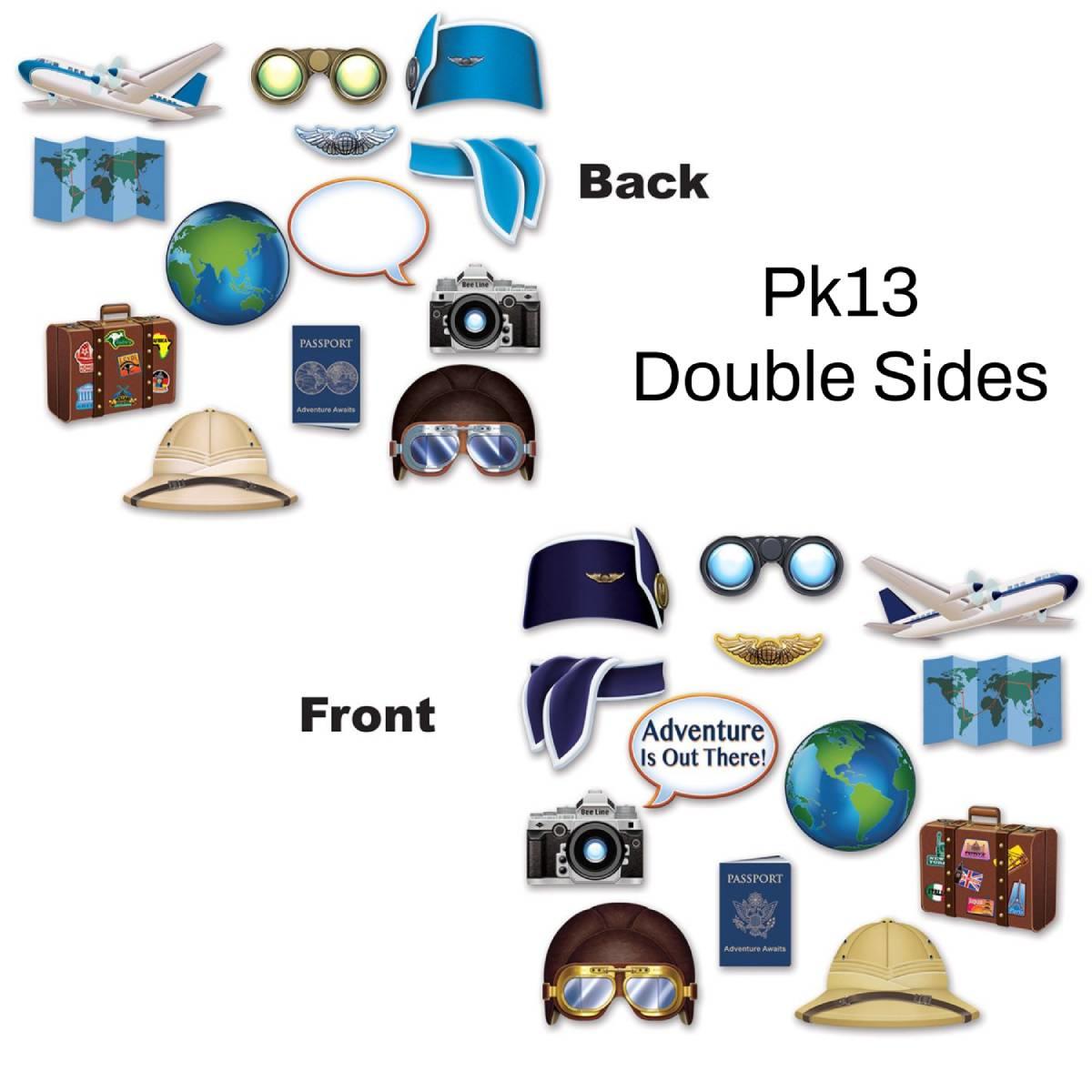 Pk 13 double sided Around the World Photo Props by Beistle 59985 available here at Karnival Costumes online party shop