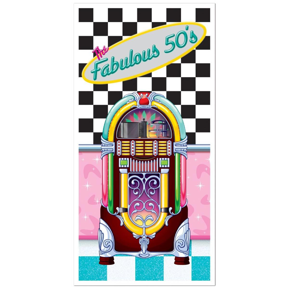 Fabulous 50s Party Decoration Door Cover by Beistle 57088 available here at Karnival Costumes online party shop