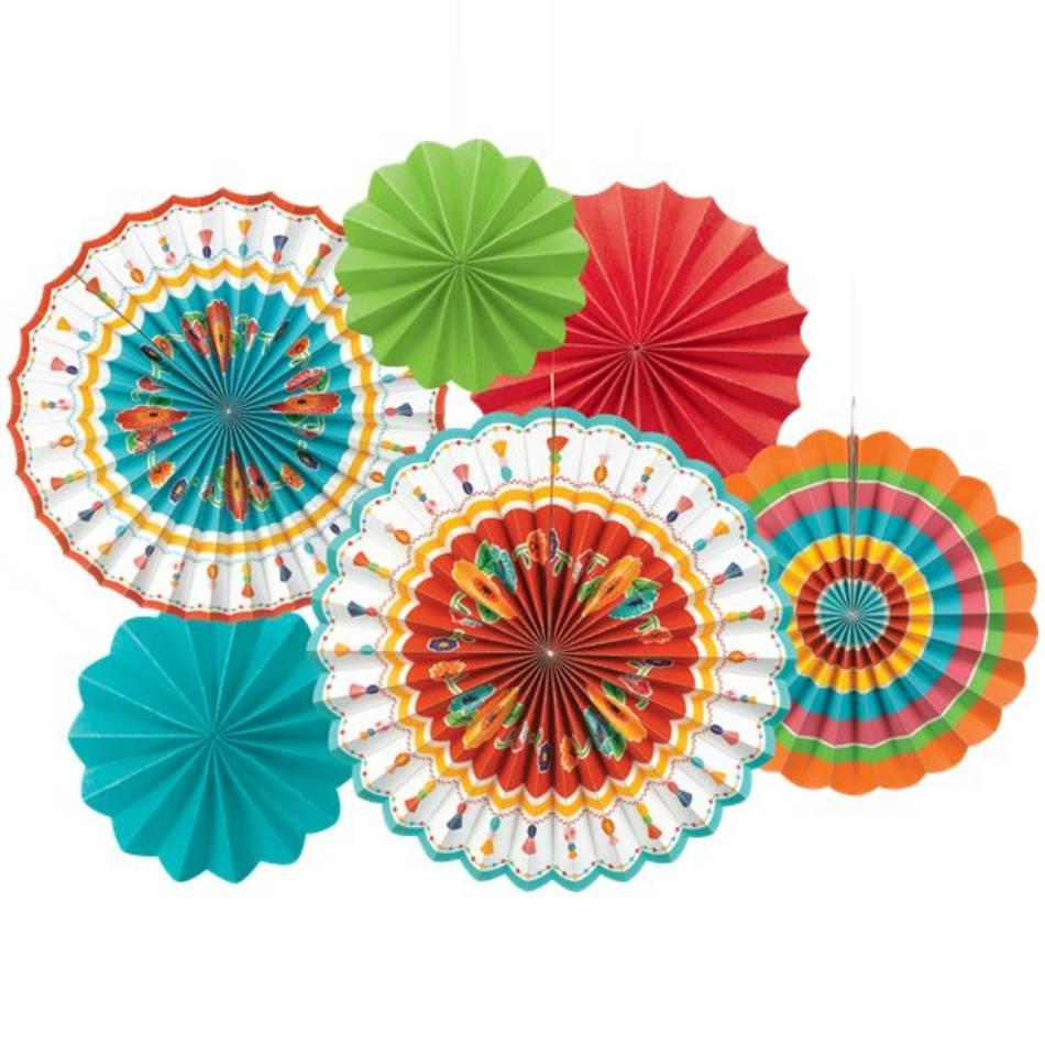 Fiesta Paper Fan Decoration Pack with 6pcs by Amscan 249831 | Karnival ...