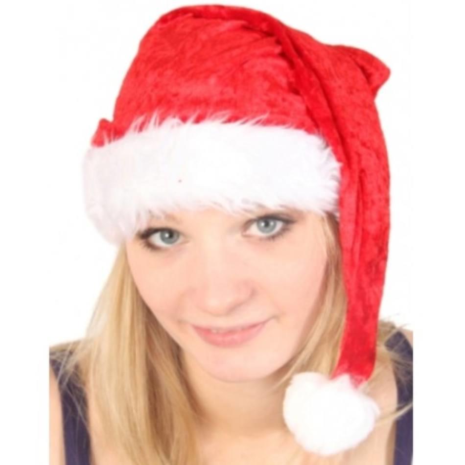 Adult or Child's Santa Hat in red velvet with white plush trim by Creative Collection H6604 available here at Karnival Costumes online party shop