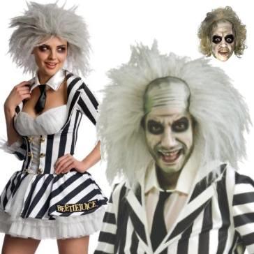 Beetlejuice fancy dress costumes for men and women and don't forget, we have a range of accessories to match, all available here at Karnival Costumes online party shop