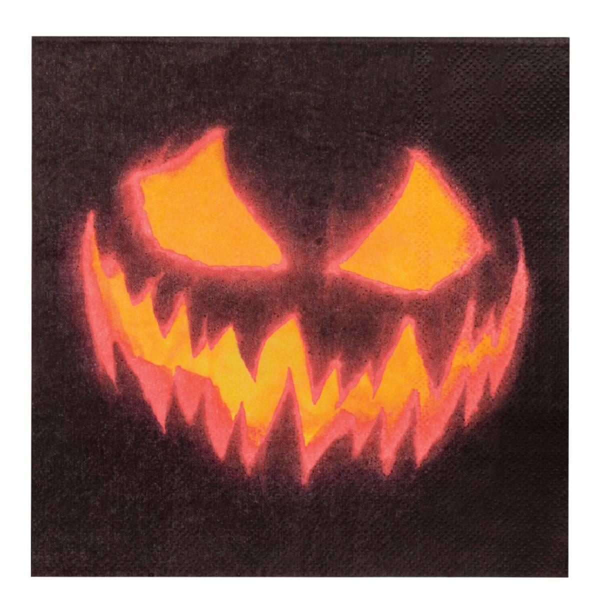 Creepy Pumpkin Halloween party paper napkins pk20 by Palmers 5855n available here at Karnival Costumes online Halloween party shop