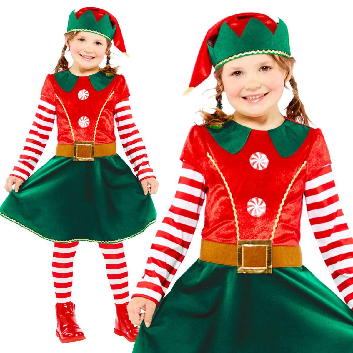 Girl's Christmas Elf Fancy Dress Costume by Amscan Sml-XL 9912313  Karnival Costumes