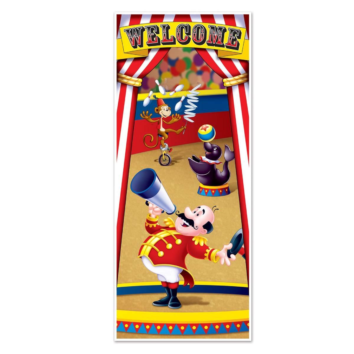 Colourful fun Circus Tent Door Cover Decoration by Beistle 52189 and available here from Karnival Costumes online party shop
