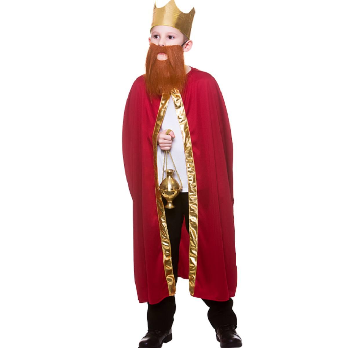 Boy wearing our unisex Childrens King or Queen Robe and Crown in Red by Wicked EGB-4928 available here at Karnival Costumes online party shop