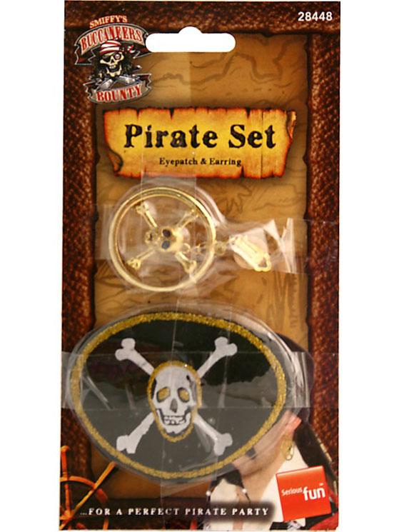 Pirate Satin Eyepatch and Earring - carded