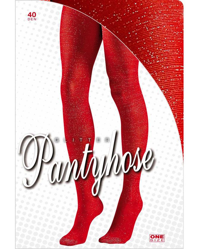 Full Cut Red Glitter Tights 40 Den by Widmann 2096V available here at Karnival Costumes online party shop
