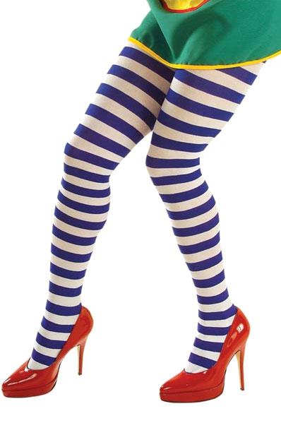 Striped Tights - Blue and White