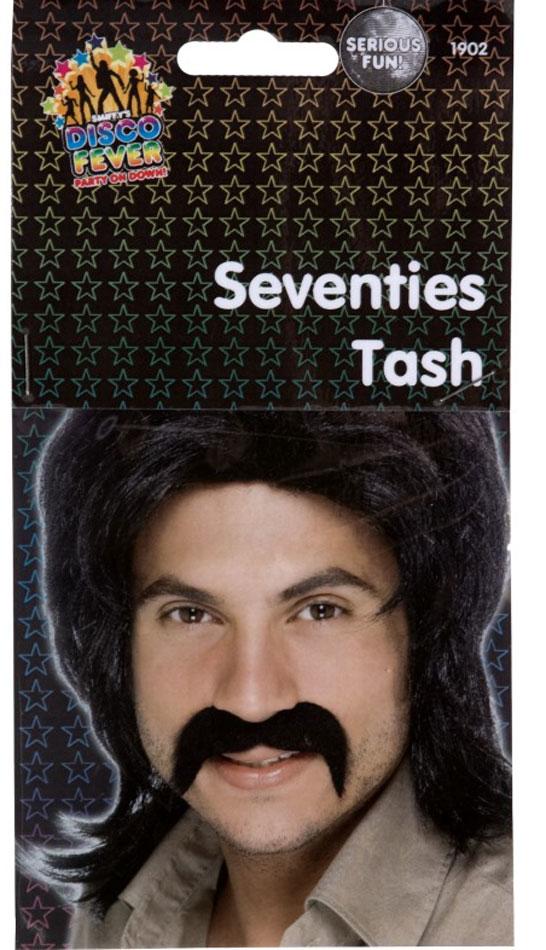 Self-Adhesive 1960s and 70s black false moustache 1902 available here at Karnival Costumes online party shop
