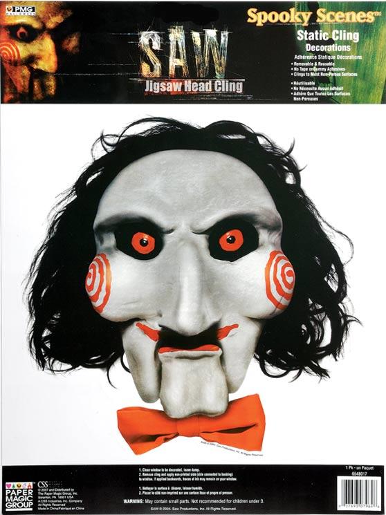 Jigsaw Puppet Spooky Cling - Saw Movie Themed Decoration