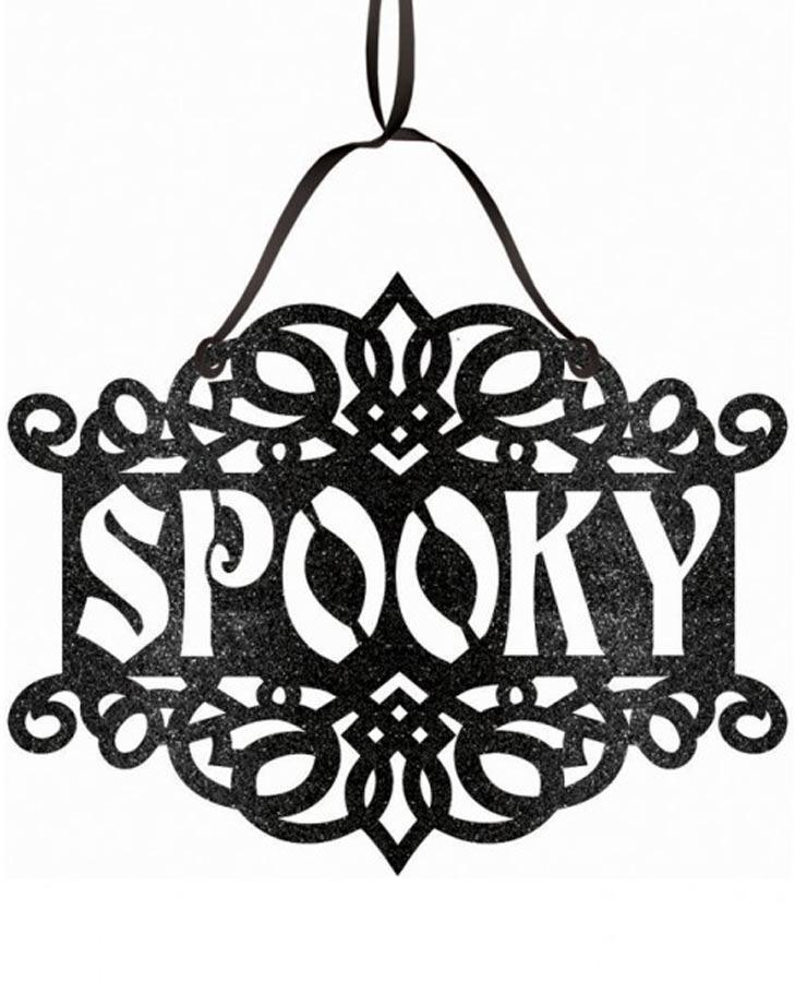 Black Glitter Spooky Sign