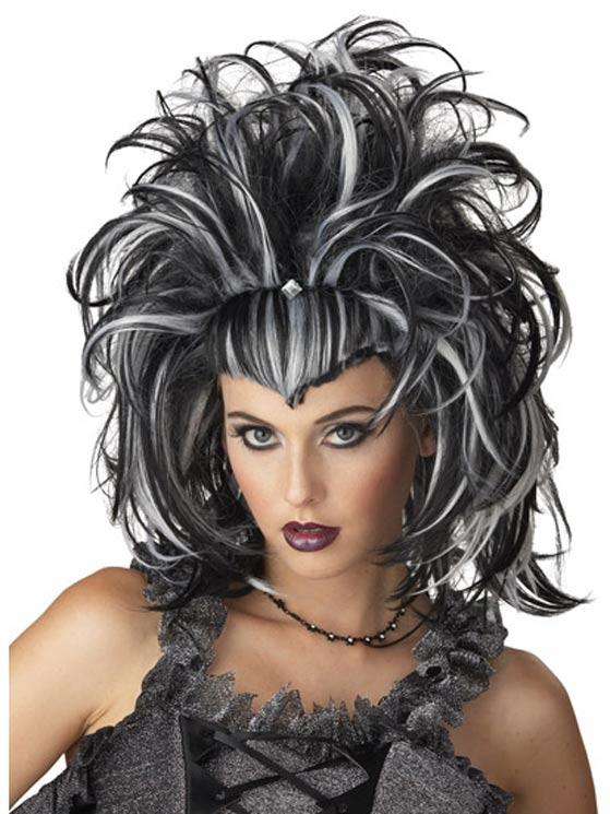 Evil Soceress Wig in black and white by SVI 5351B available here at Karnival Costumes online Halloween party shop