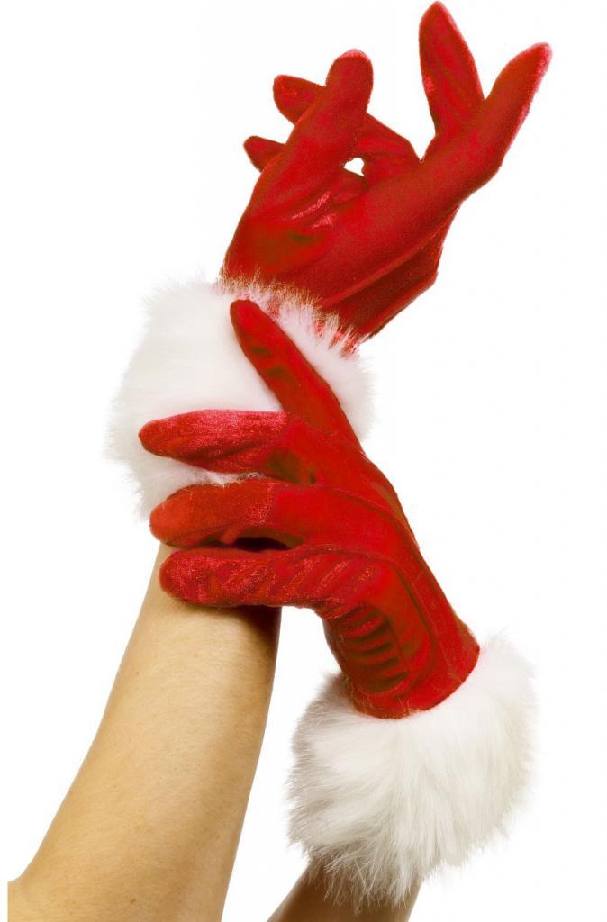 Miss Santa Gloves for Christmas - Red with White Trim both Pretty and Cute