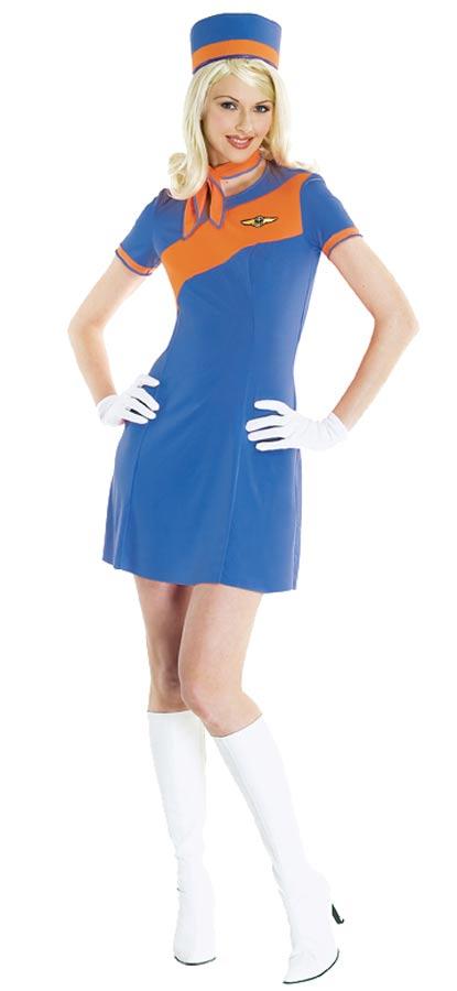Retro Stewardess Fancy Dress Costume