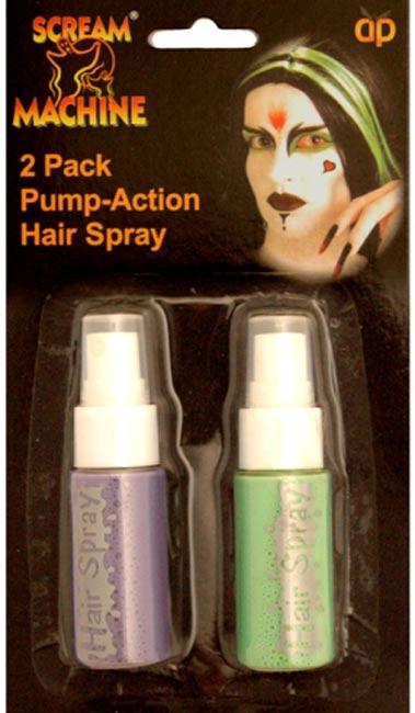 2 Pack Pump Action Hair Colouring Spray - Green and Mauve