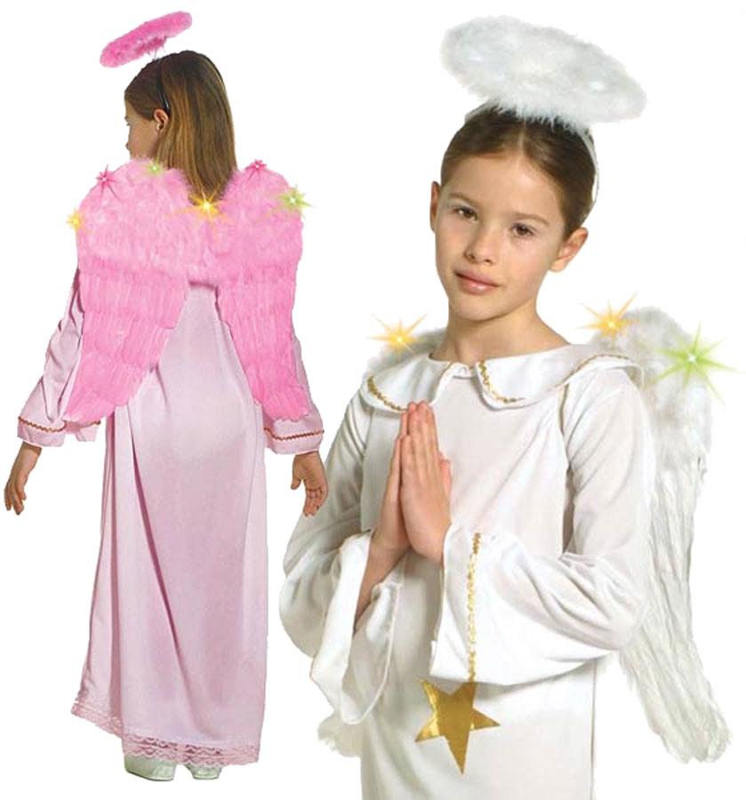 Light Up Feather Wings in either white or pink 50cm by Widmann 8645B available here at Karnival Costumes online Christmas party shop