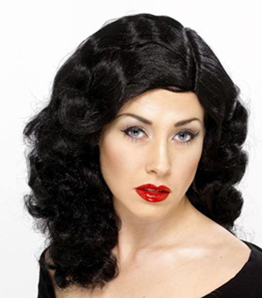 Glamour Wig in Black by Smiffys 42149 available from a collection here at Karnival Costumes online party shop