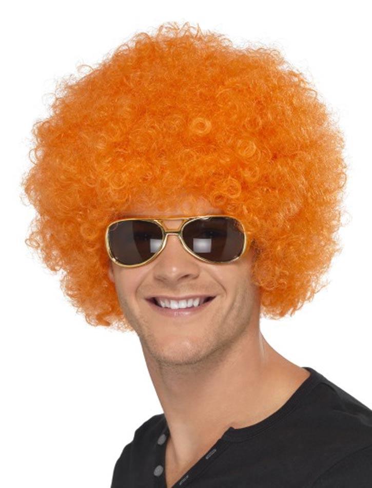 Clown Afro Orange Wig 120gr Weight by Smiffy 42085 available here at Karnival Costumes online party shop