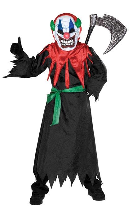 Crazy Clown Boy's Fancy Dress Costume with Fading Eyes