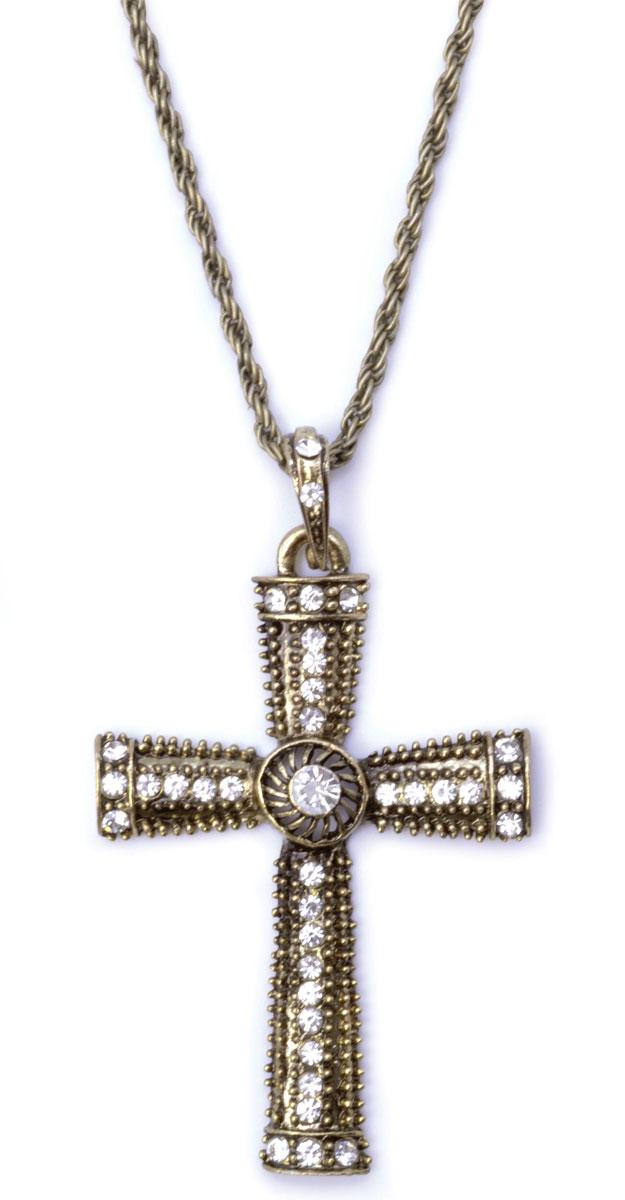 Jewelled Cross Necklace with clear stones by Bristol Novelties BA921 available here at Karnival Costumes online party shop