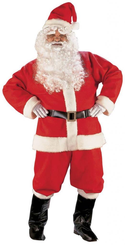 Complete Deluxe Father Christmas Costume with Wig, Beard, Eyebrows, Boot Covers and Hat by Widmann 1546S available here at Karnival Costumes online Christmas party shop