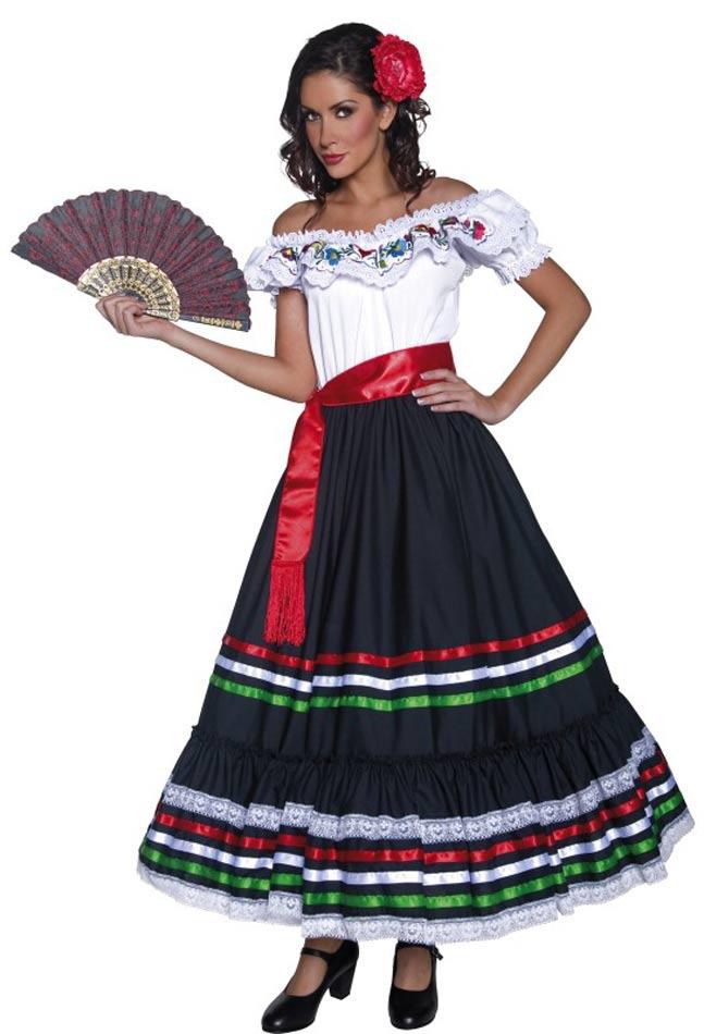 Mexican Lady Adult Fancy Dress Costume by Smiffys 34449 available in sizes sml, med and lrg available here at Karnival Costumes online party shop
