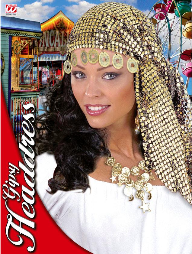 Packaging for Gypsy Sequinned Headscarf with Coin Fringe by Widmann 8477N available here at Karnival Costumes online party shop