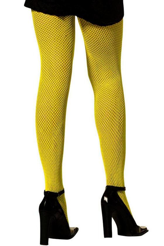 Neon Yellow Fishnet Tights by Widmann 4754N available from a selection here at Karnival Costumes online party shop