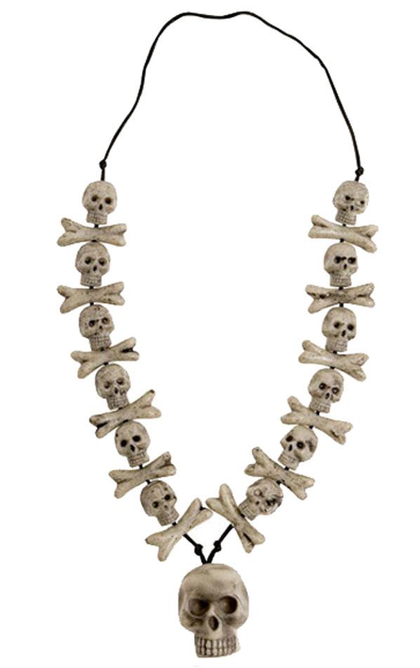 Skulls and Bones Necklace by Widmann 8597N available here at Karnival Costumes online Halloween party shop