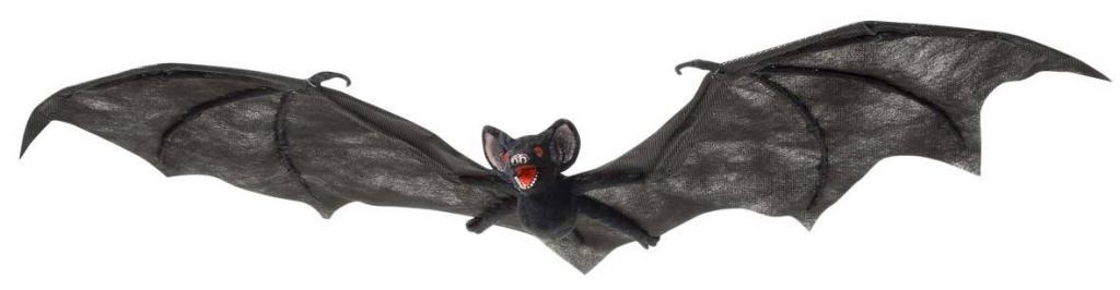 Hanging Black Bat with Red Eyes - Halloween Animal Props