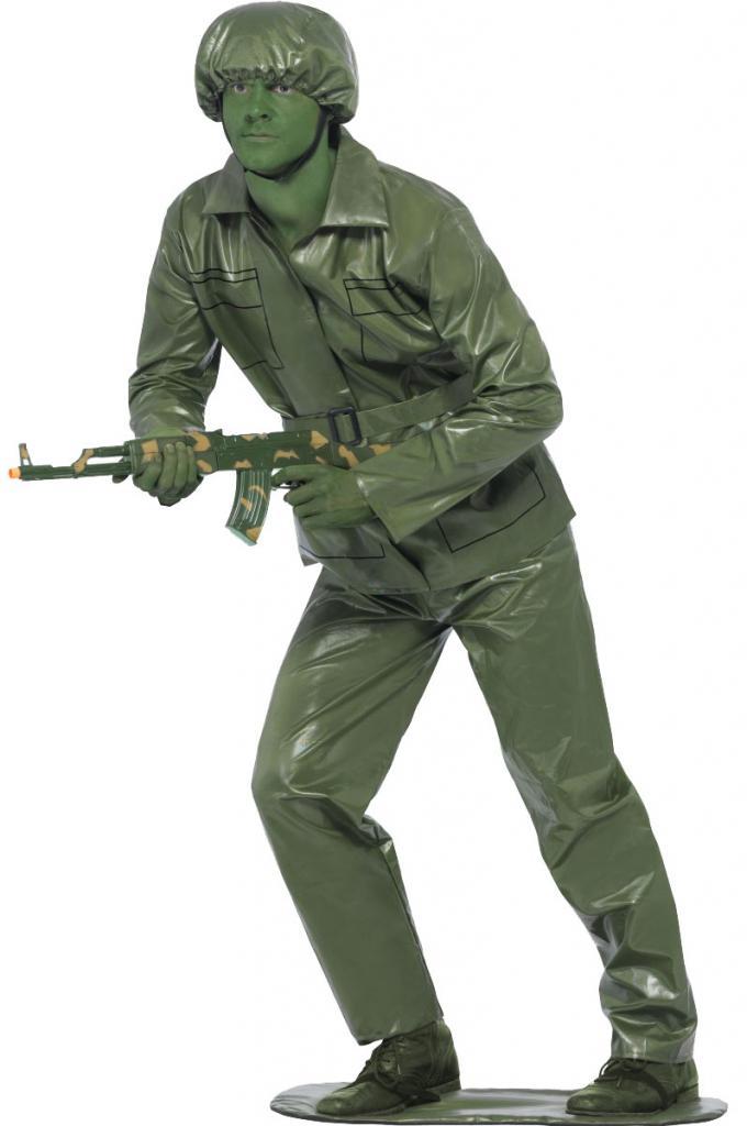 Green Plastic Toy Soldier Adult Fancy Dress Costume from Karnival Costumes