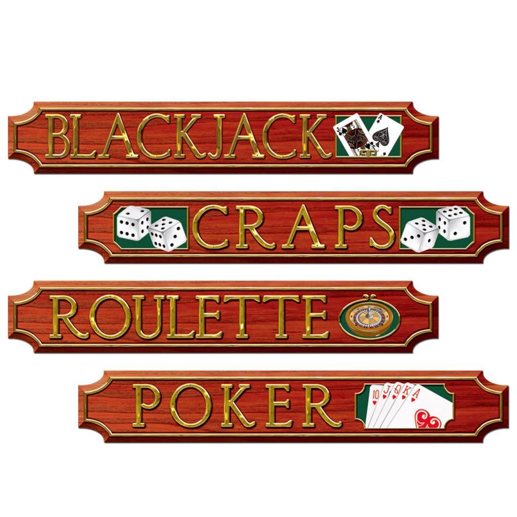 Pack of 4 Quality Casino Sign Cutout Decorations