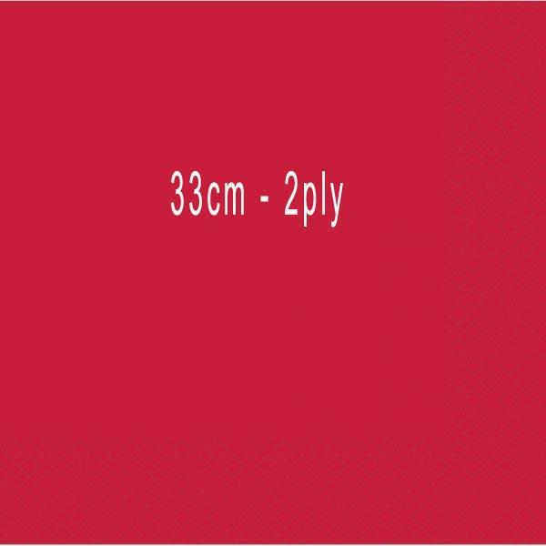 Pack of 50 Bright Red Luncheon Napkins in 2ply and 33cm size. By Amscan 61215-40 and available from Karnival Costumes