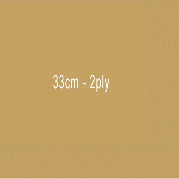 Pack of 50 Gold Luncheon Napkins in 2ply 33cm. By Amscan 61215-19 and available from Karnival Costumes