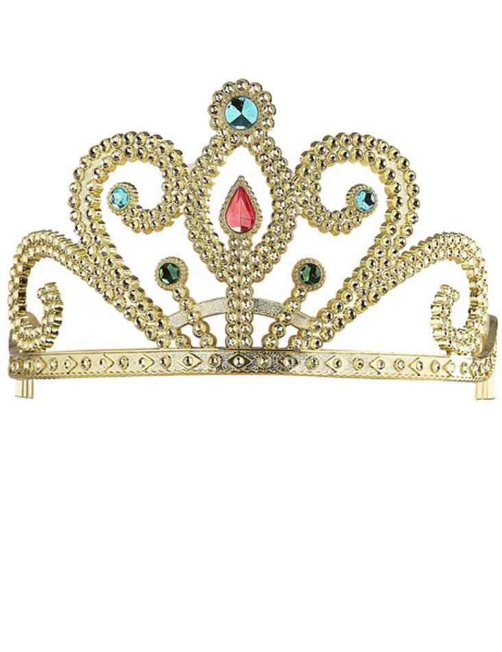 Gold Tiara with Coloured Gems by Widmann 1056 and available from Karnival Costumes