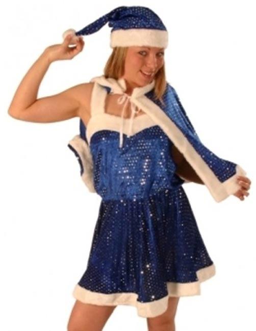 Miss Santa Blue Costume Velvet and Sequins by Creative Party C6082BL and available from Karnival Costumes