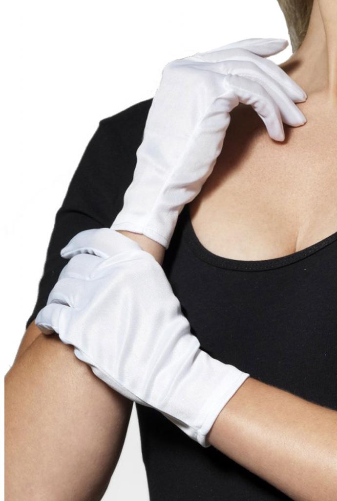 Short White Gloves for women by Smiffys item 0190 and available from stock at Karnival Costumes