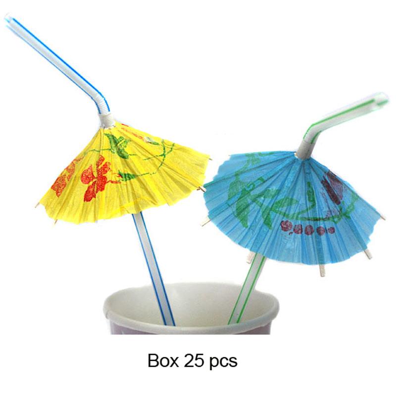 Pack of 25 Beach Party or Luau Umbrella Drinking Straws by Unique 19213 and available from Karnival Costumes online party shop