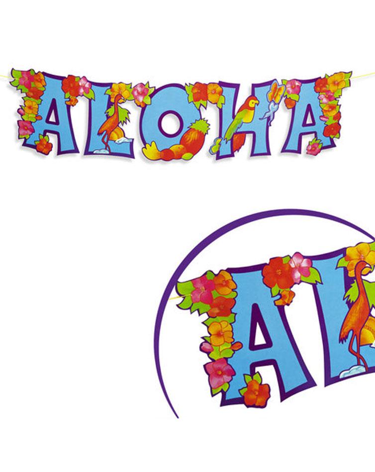 80cm long Aloha Paper Garland for beach parties and luaus by Widmann 02484 available from Karnival Costumes