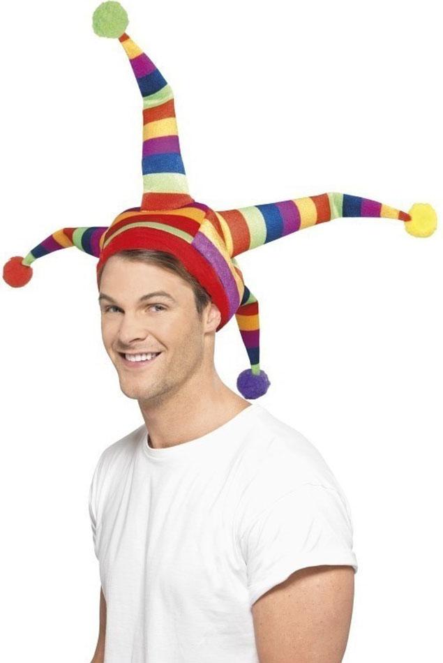 Rainbow Coloured Jester Hat by Smiffys 43519 available from Karnival Costumes