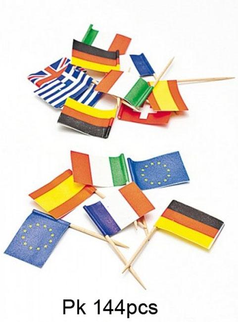 Box of 144 European Sandwich Flags by Givi Italia art: 12000 available in the UK from Karnival Costumes