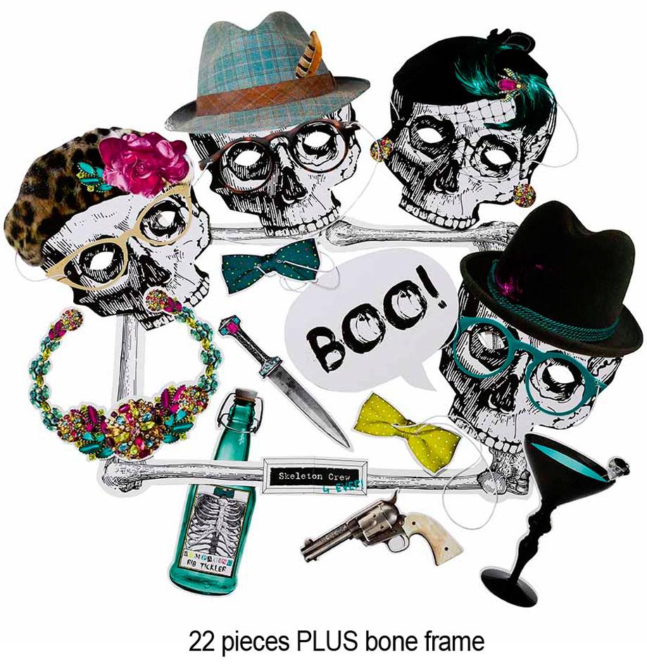 Halloween Skeleton Crew Photo Booth Kit By Talking Tables SKEL-BBOTHV2 available here at Karnival Costumes online Halloween Party Shop