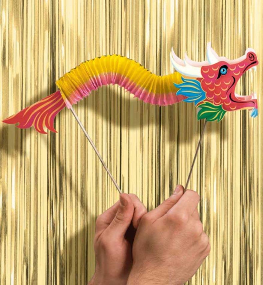 Pack of 4 Chinese New Year Honeycomb Dragon Favours 16.5cm x 22.8cm by Amscan 398070 available here at Karnival Costumes online party shop