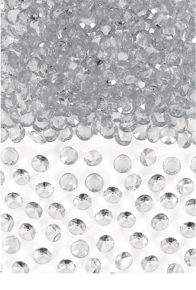 28g value pack of White or Clear Confetti Gems perfect for weddings etc. By Amscan 370257-86 they're available here at Karnival Costumes online party shop