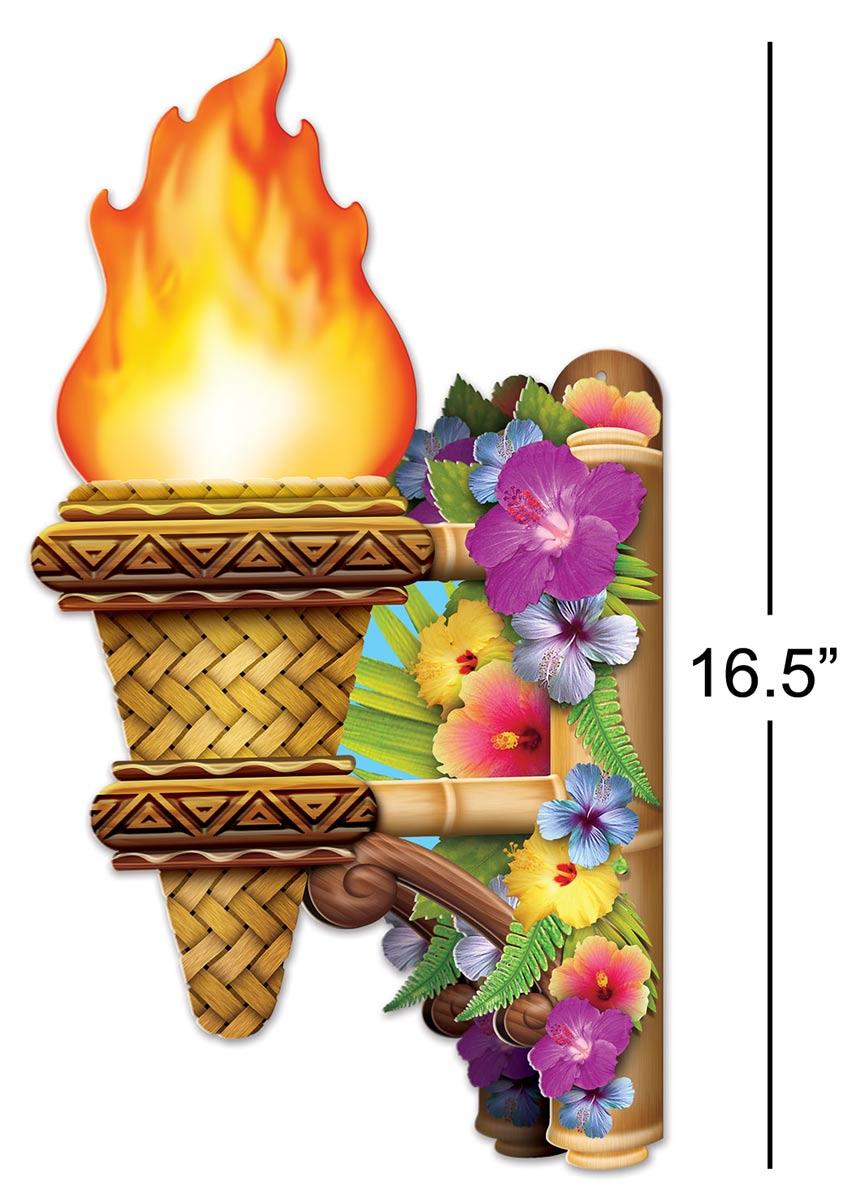 3D Tiki Wall Torch with Flame decorations (pk 2x 16.5" tall) by Beistle 52160 available here at Karnival Costumes online party shop