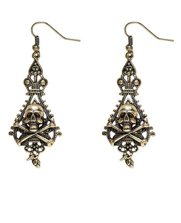 Pirate Skull and Cross Bones Earrings by Widmann 46744 available here at Karnival Costumes online party shop