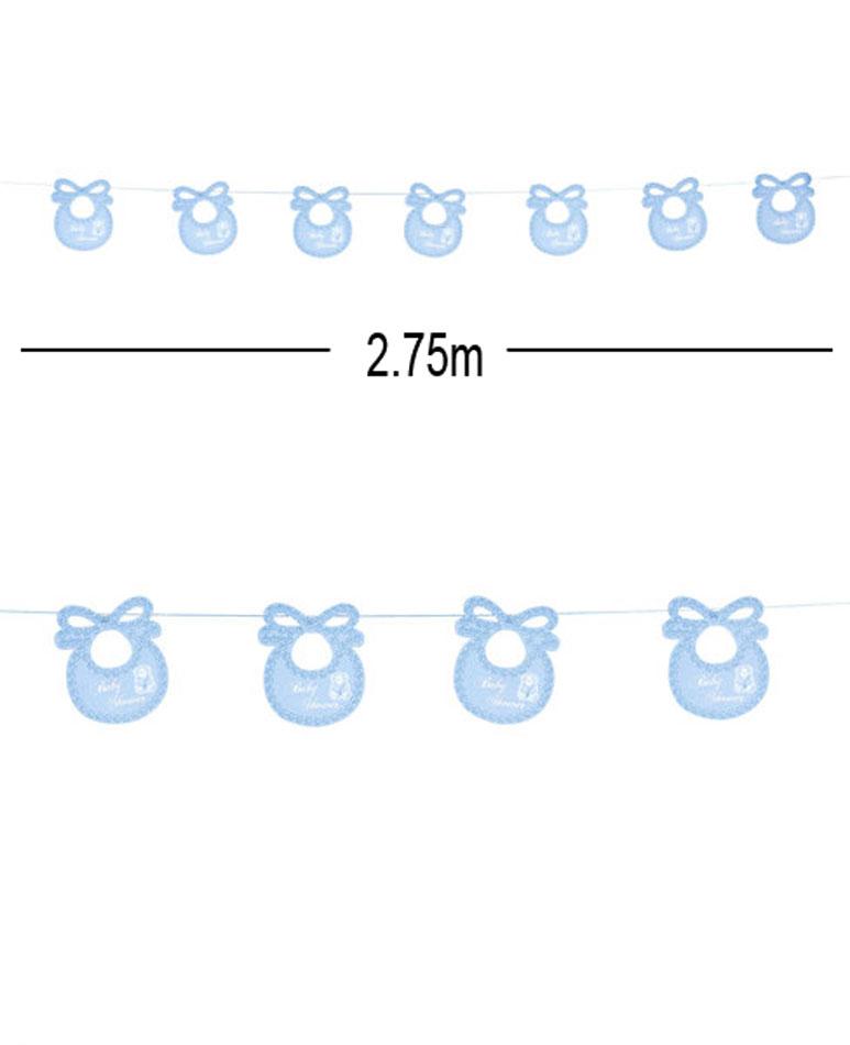 Blue Baby Bib Garland Decoration 2.75m by Widmann 95725 available here at Karnival Costumes online party shop